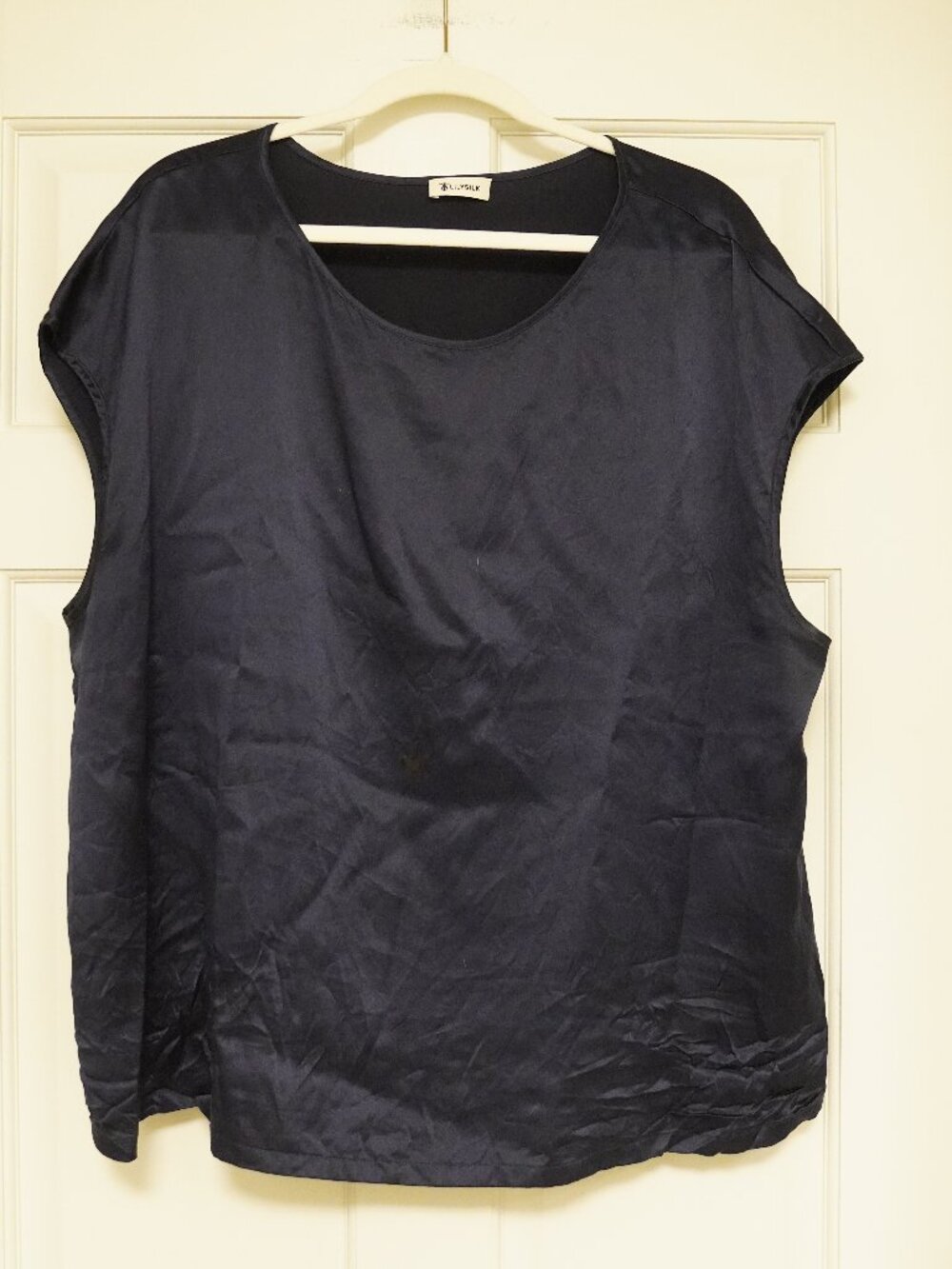 LILYSILK Navy 100% Mulberry Silk Blouse Cap Sleeve Luxury Top